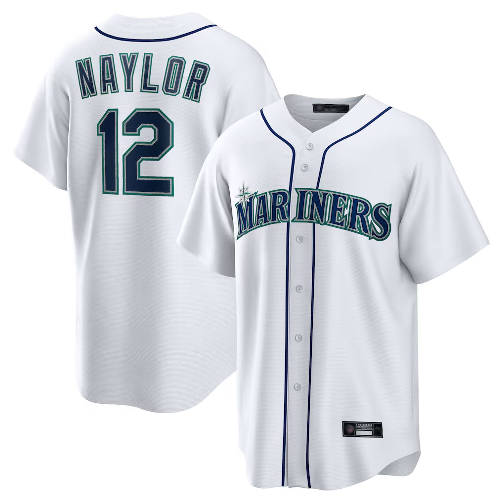 Elroe S.Mariners #12 Josh Naylor Player White Home Game Stitched Jerseys