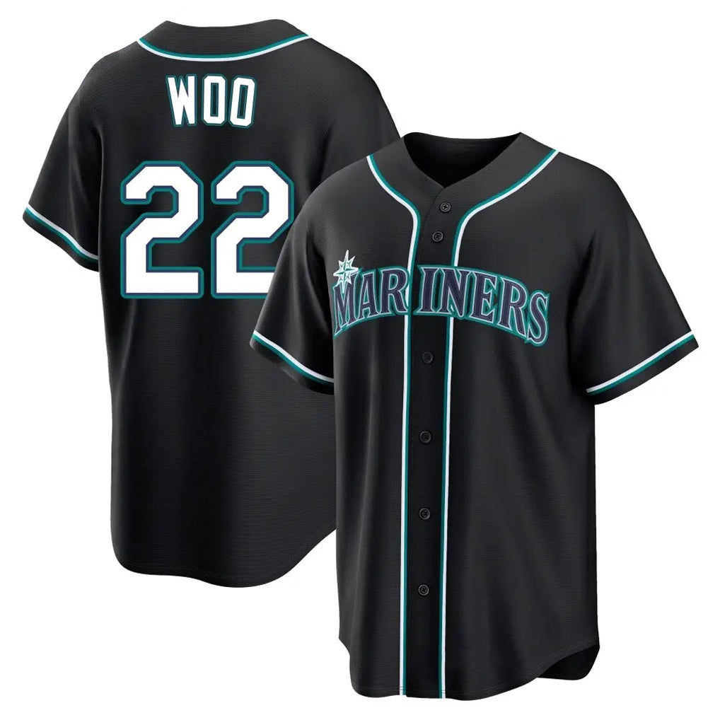 Elroe S.Mariners #22 Bryan Woo Player Black Fashion Home Limited Stitched Jerseys