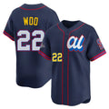 Elroe S.Mariners #22 Bryan Woo Player Navy American League All-Star Edition Limited Stitched Jerseys
