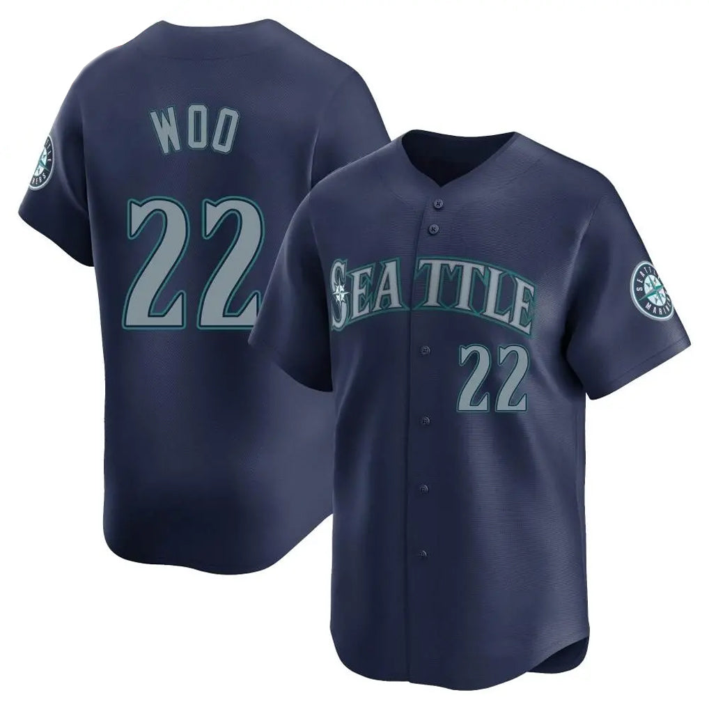 Elroe S.Mariners #22 Bryan Woo Player Navy Home Limited Stitched Jerseys