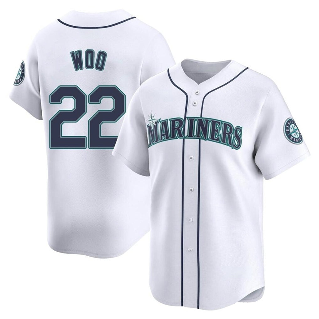 Elroe S.Mariners #22 Bryan Woo Player White Home Limited Stitched Jerseys