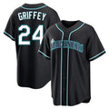 Elroe S.Mariners #24 Ken Griffey Jr Player Black Fashion Home Limited Stitched Jerseys