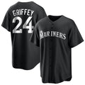Elroe S.Mariners #24 Ken Griffey Jr Player Black Home Limited Stitched Jerseys