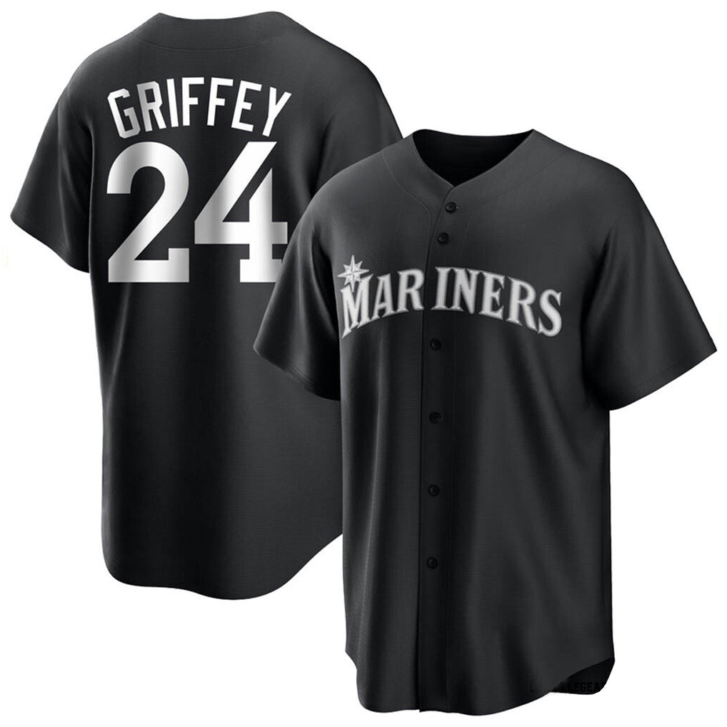 Elroe S.Mariners #24 Ken Griffey Jr Player Black Home Limited Stitched Jerseys