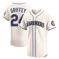 Elroe S.Mariners #24 Ken Griffey Jr Player Cream Home Limited Elite Stitched Jerseys
