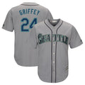 Elroe S.Mariners #24 Ken Griffey Jr Player Gray Cool Base Home Game Stitched Jerseys
