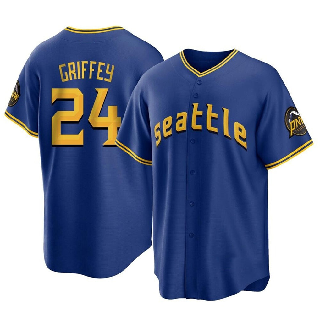 Elroe S.Mariners #24 Ken Griffey Jr Player Royal City Connect Home Game Stitched Jerseys