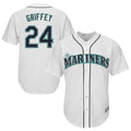 Elroe S.Mariners #24 Ken Griffey Jr Player White Cool Base Home Game Stitched Jerseys
