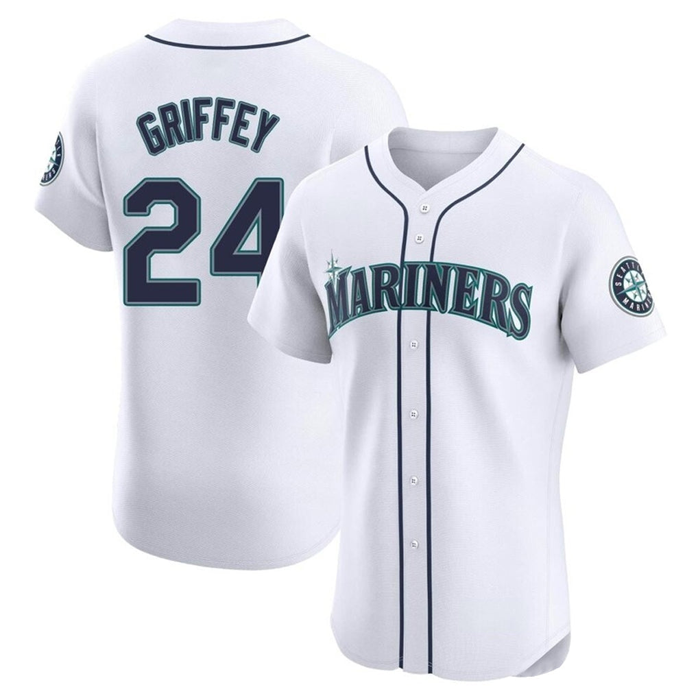 Elroe S.Mariners #24 Ken Griffey Jr Player White Home Limited Elite Stitched Jerseys