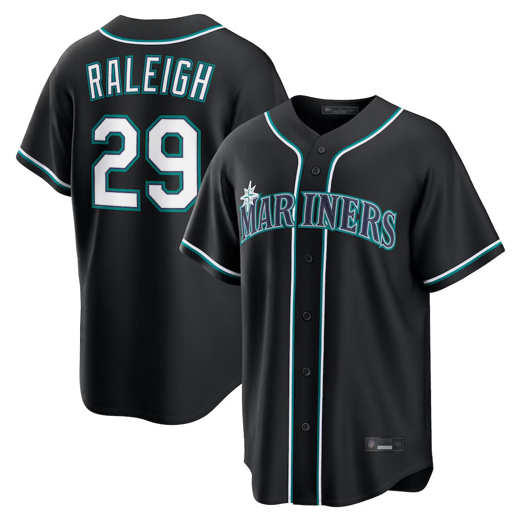Elroe S.Mariners #29 Cal Raleigh Player Black Fashion Home Limited Stitched Jerseys