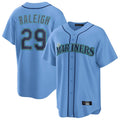 Elroe S.Mariners #29 Cal Raleigh Player Light Blue Home Game Stitched Jerseys