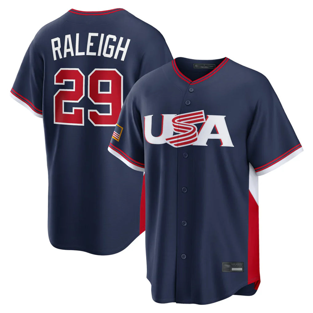 Elroe S.Mariners #29 Cal Raleigh Player Navy USA 2026 World Classic Game Stitched Jerseys