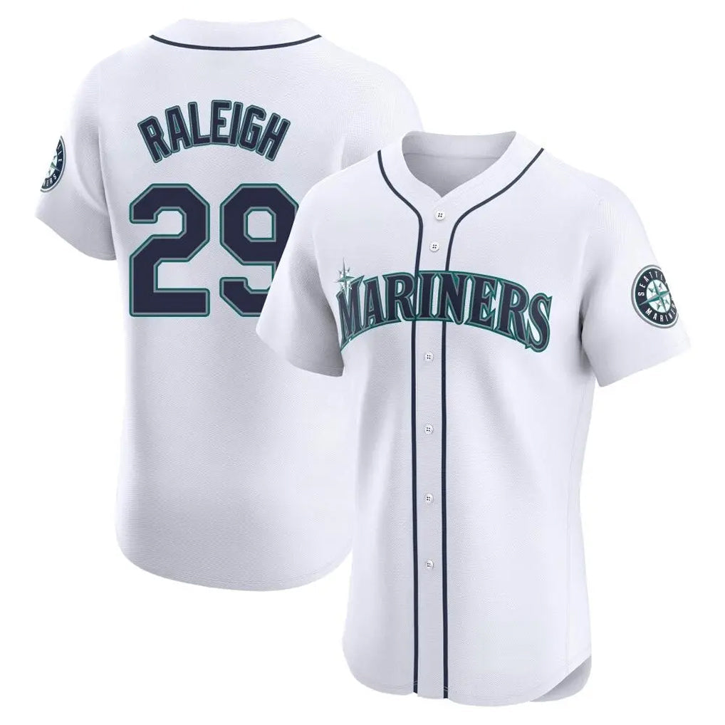 Elroe S.Mariners #29 Cal Raleigh Player White Home Limited Elite Stitched Jerseys