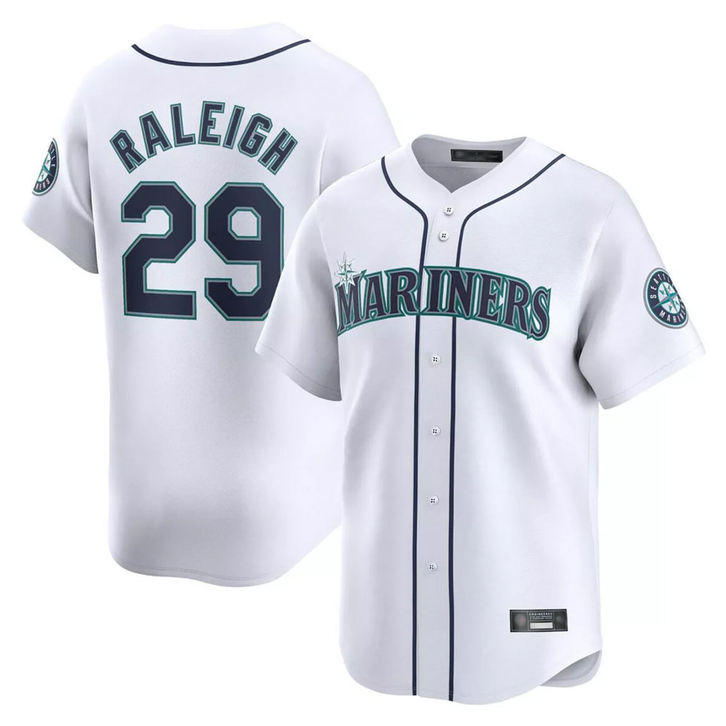 Elroe S.Mariners #29 Cal Raleigh Player White Home Limited Stitched Jerseys