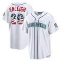 Elroe S.Mariners #29 Cal Raleigh White USA 250 Fourth of July Home Stadium Jersey