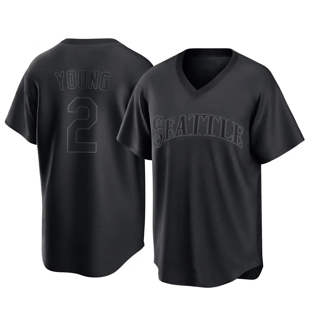 Elroe S.Mariners #2 Cole Young Player Black Replica Fashion T-shirt Stitched Jerseys