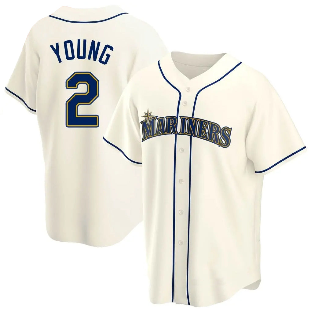 Elroe S.Mariners #2 Cole Young Player Cream Home Game Stitched Jerseys