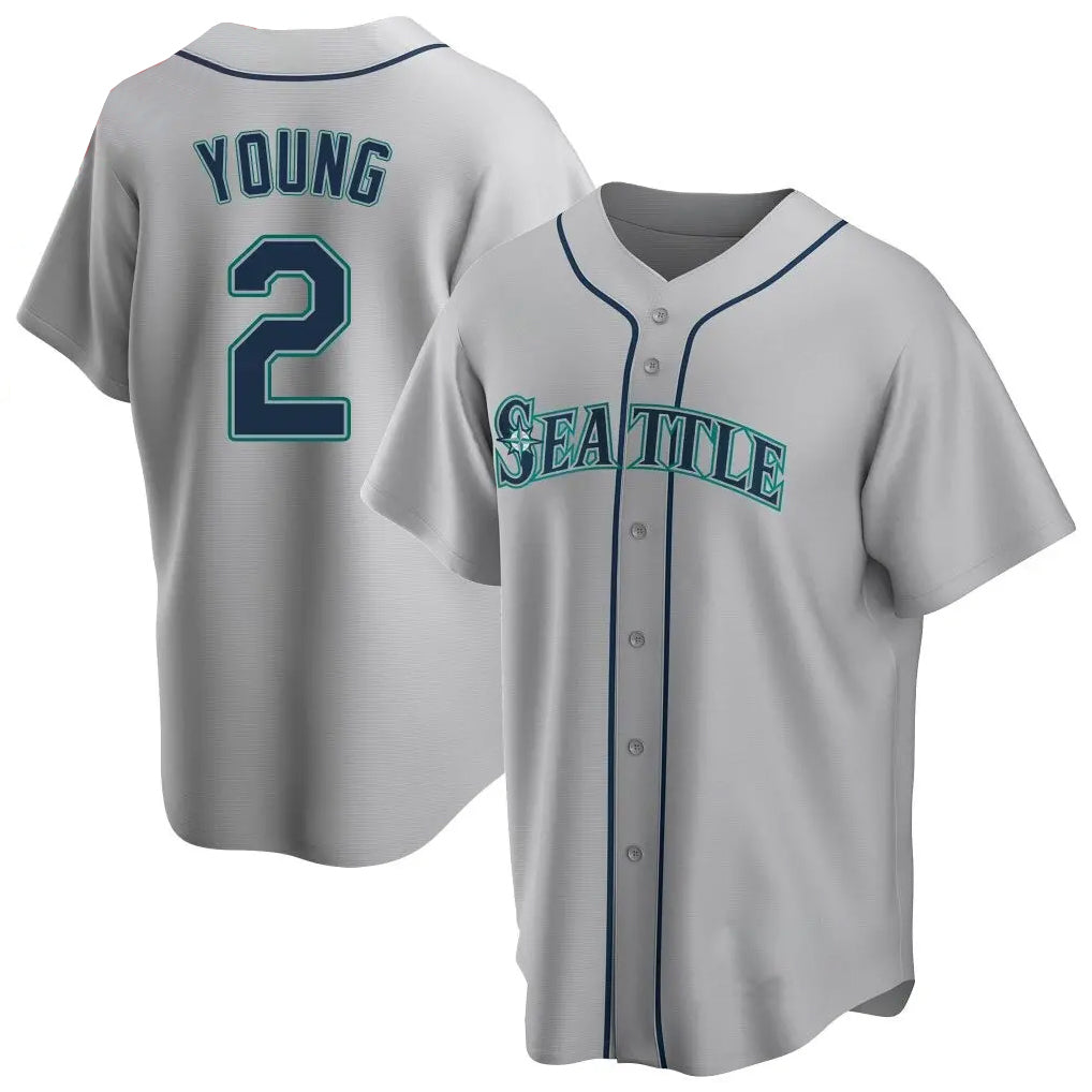Elroe S.Mariners #2 Cole Young Player Gray Home Game Stitched Jerseys