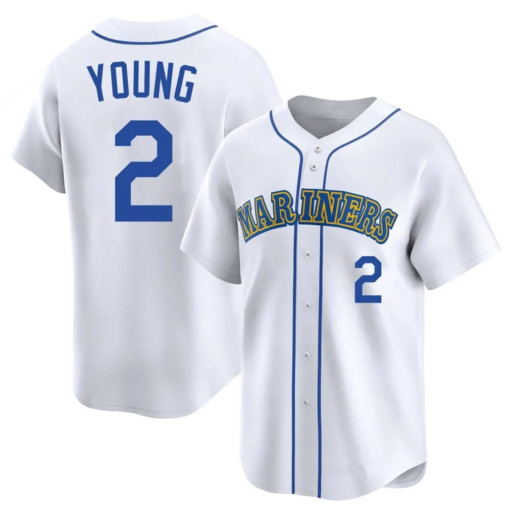 Elroe S.Mariners #2 Cole Young Player White Throwback Cooperstown Collection Limited Game Stitched Jerseys