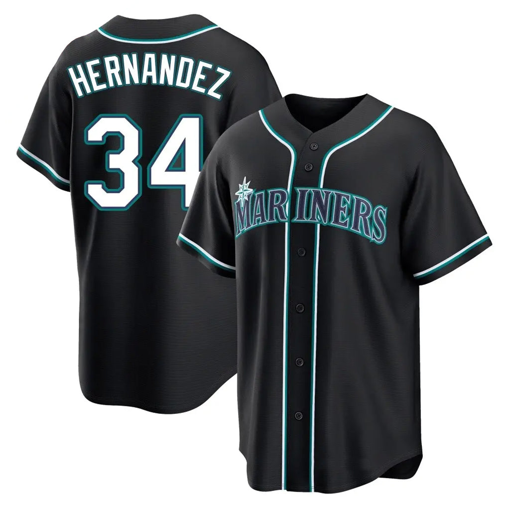 Elroe S.Mariners #34 Felix Hernandez Player Black Fashion Home Limited Stitched Jerseys