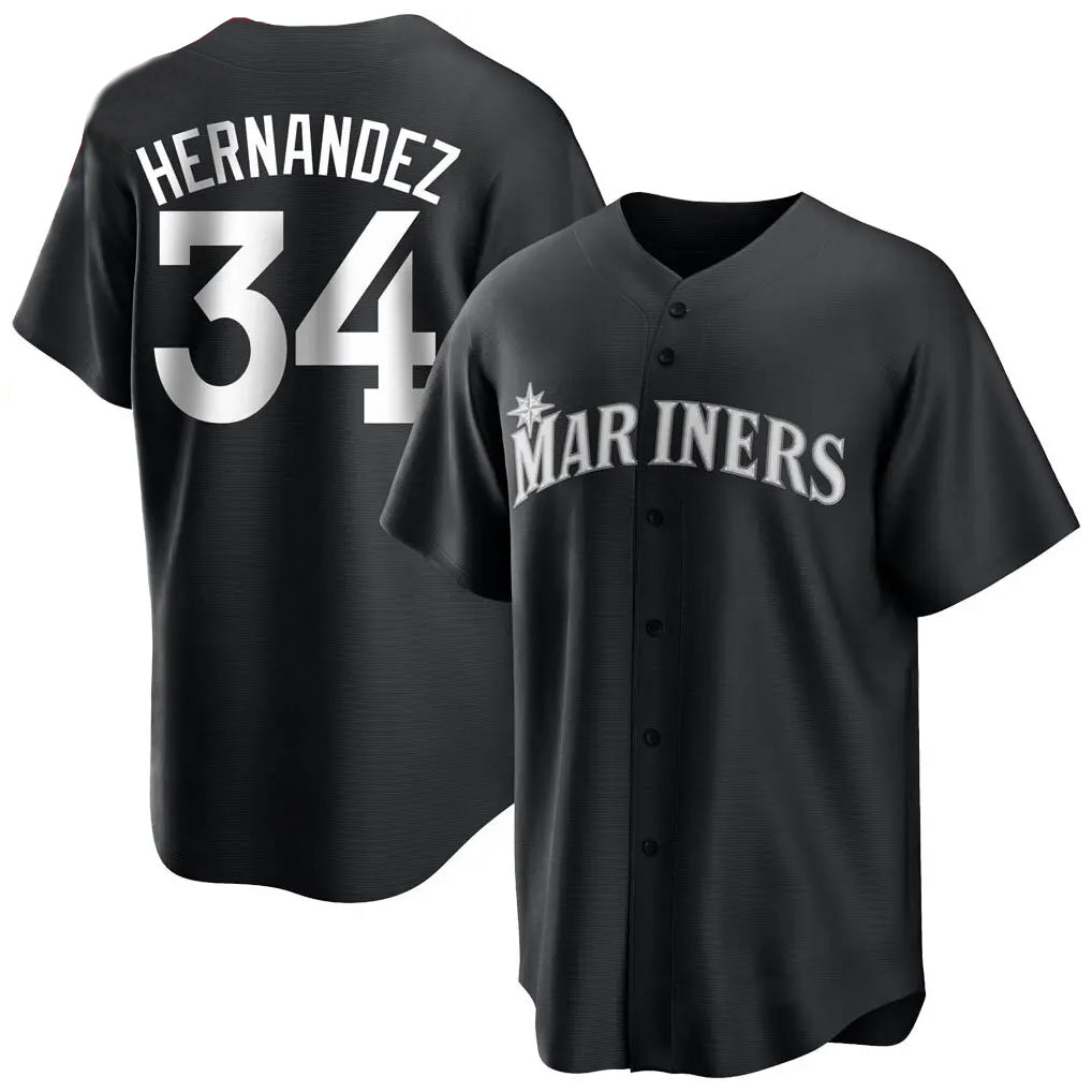 Elroe S.Mariners #34 Felix Hernandez Player Black Home Limited Stitched Jerseys