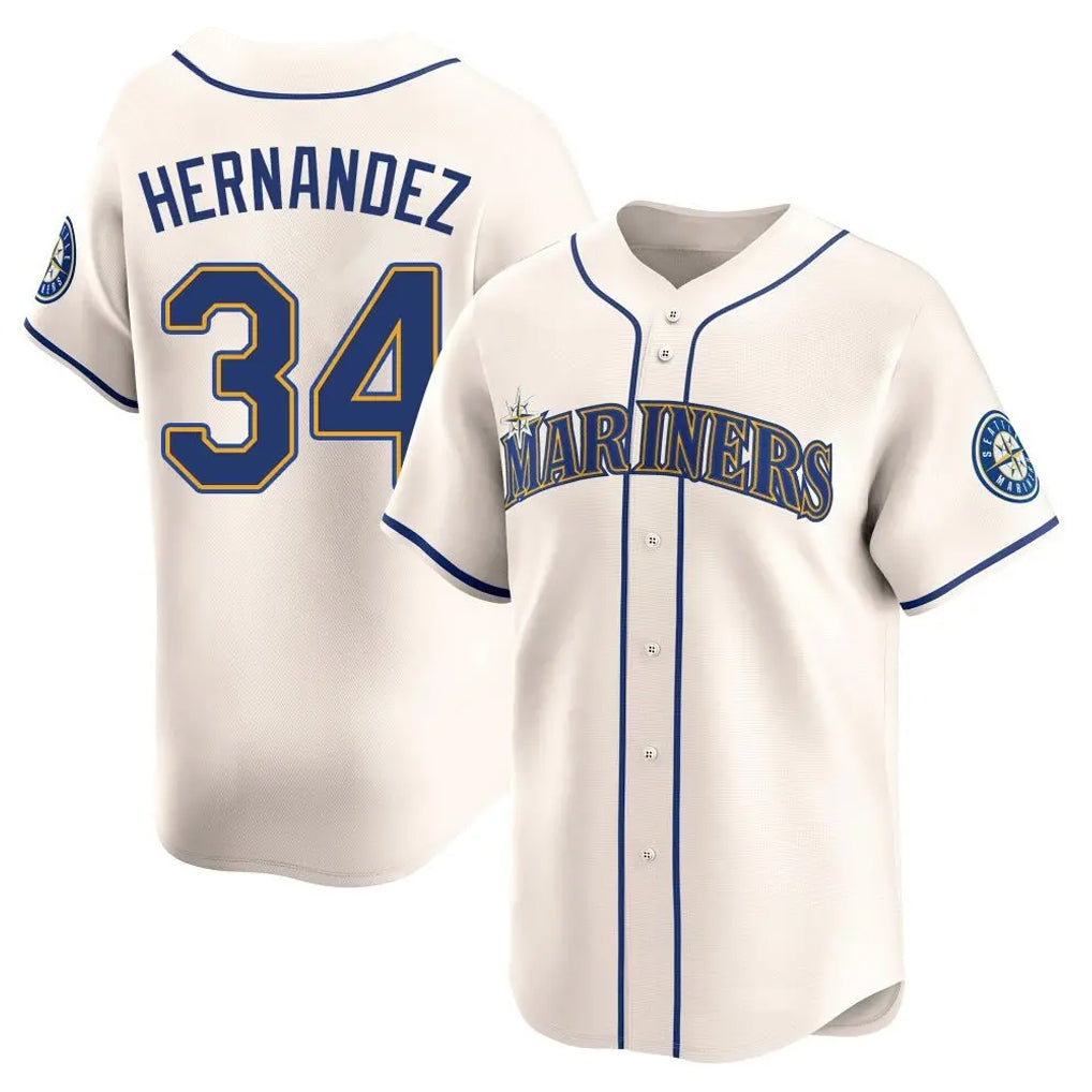 Elroe S.Mariners #34 Felix Hernandez Player Cream Home Limited Stitched Jerseys