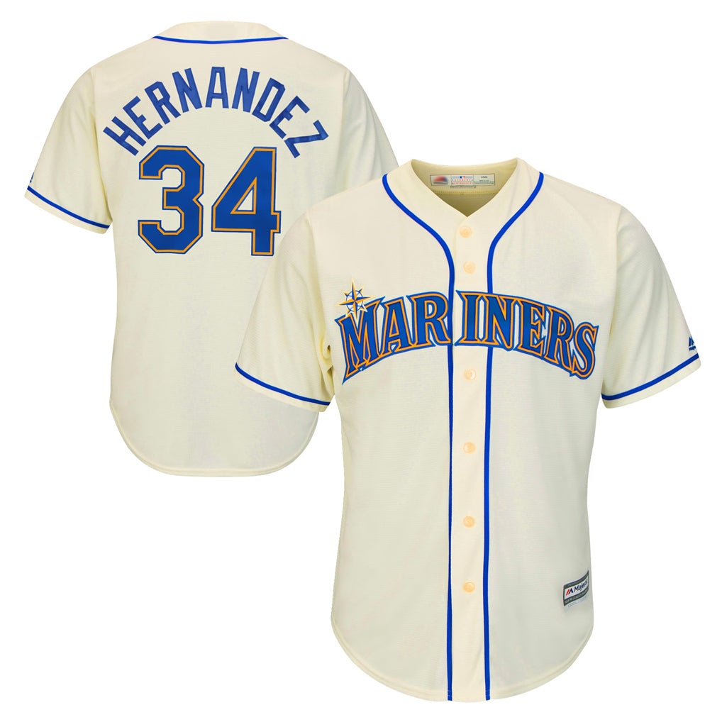 Elroe S.Mariners #34 Felix Hernandez Player Cream Majestic Home Cool Base Limited Stitched Jerseys