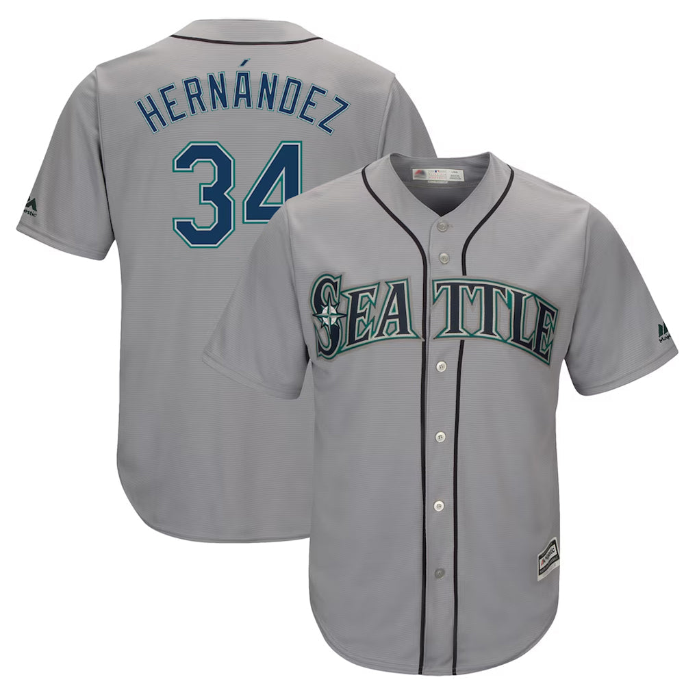 Elroe S.Mariners #34 Felix Hernandez Player Gray Majestic Home Cool Base Limited Stitched Jerseys