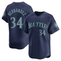 Elroe S.Mariners #34 Felix Hernandez Player Navy Home Limited Stitched Jerseys