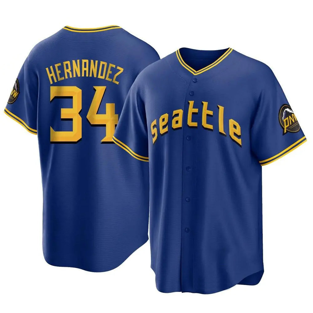 Elroe S.Mariners #34 Felix Hernandez Player Royal City Connect Home Game Stitched Jerseys