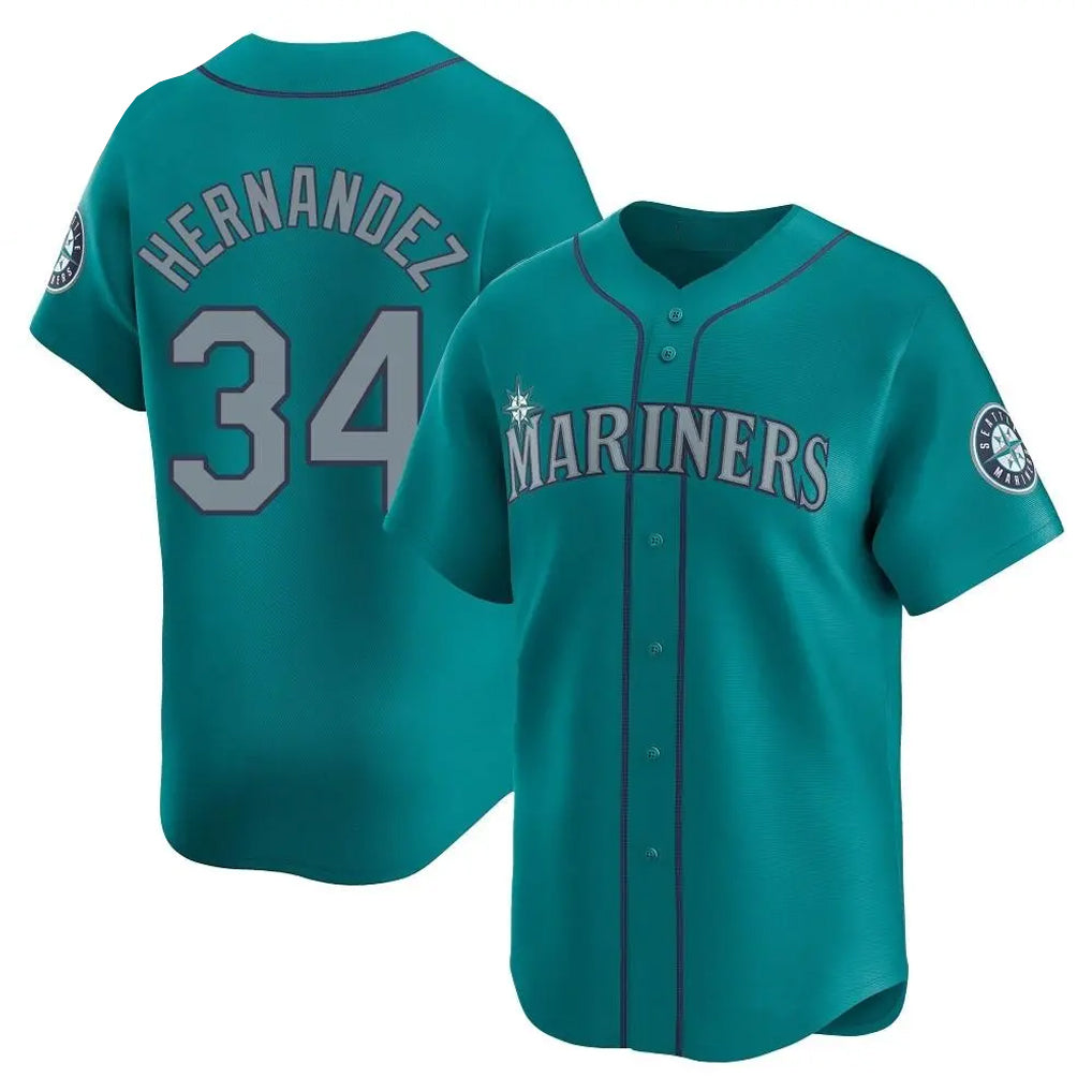Elroe S.Mariners #34 Felix Hernandez Player Teal Home Limited Stitched Jerseys