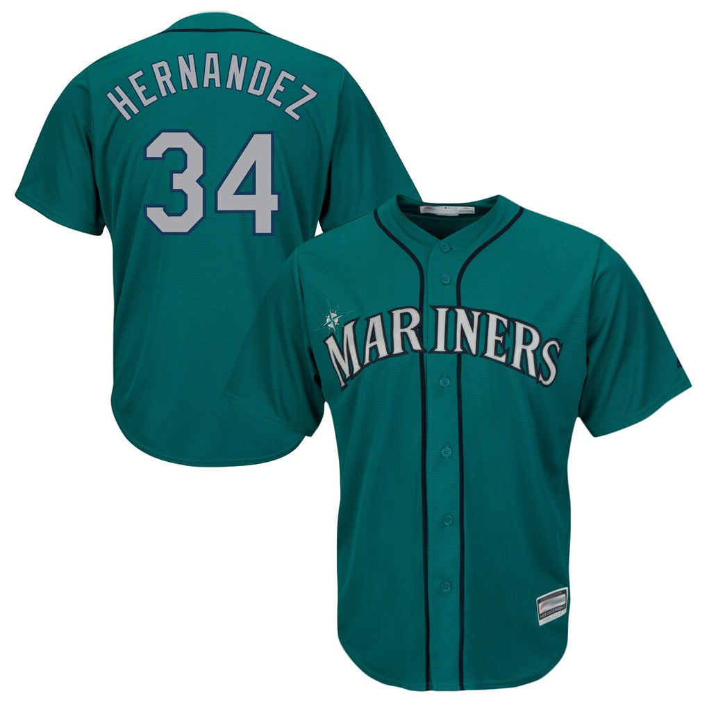 Elroe S.Mariners #34 Felix Hernandez Player Teal Majestic Cool Base Limited Stitched Jerseys
