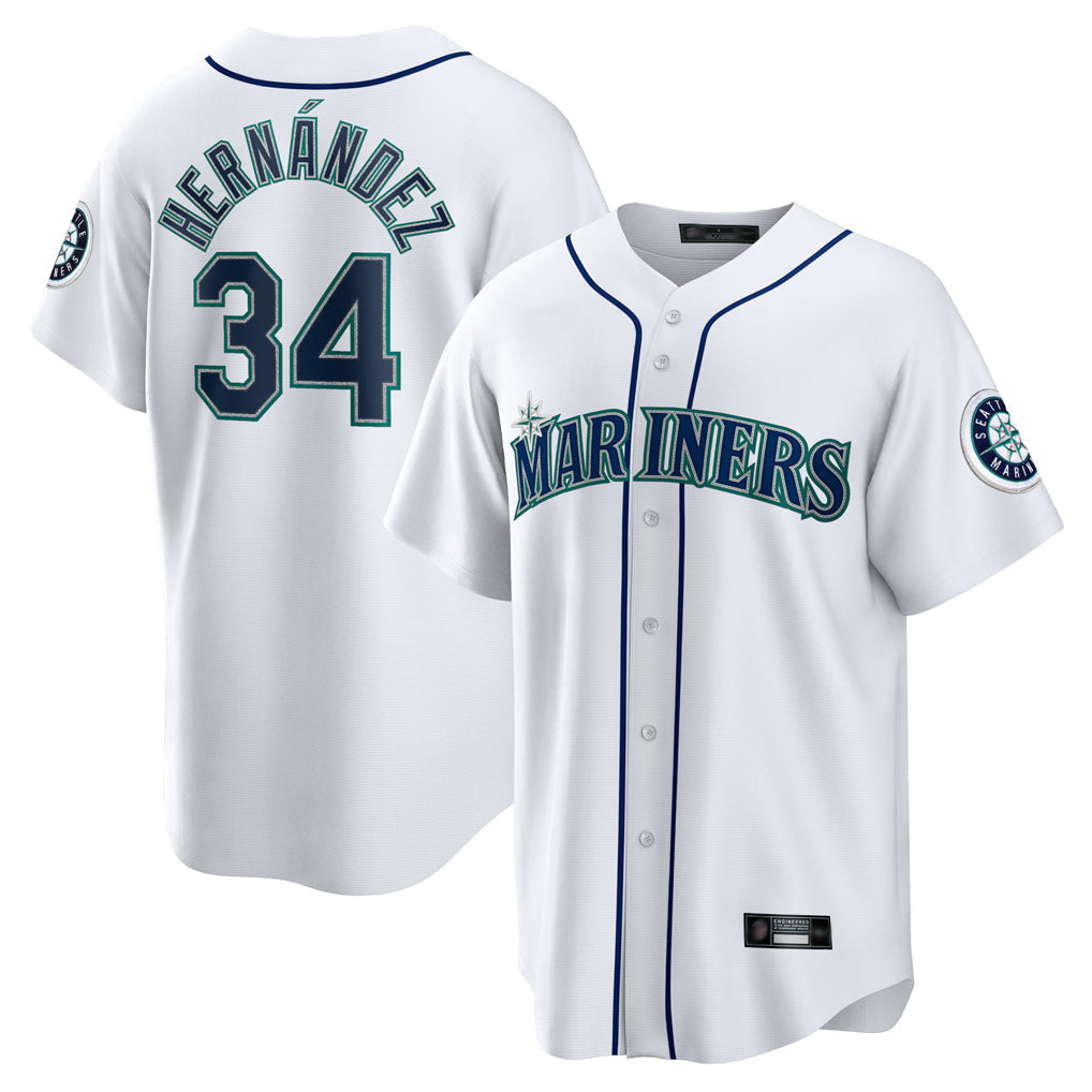 Elroe S.Mariners #34 Felix Hernandez Player White Home Game Stitched Jerseys