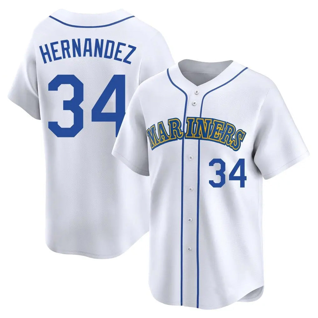Elroe S.Mariners #34 Felix Hernandez Player White Limited Throwback Cooperstown Collection Stitched Jerseys