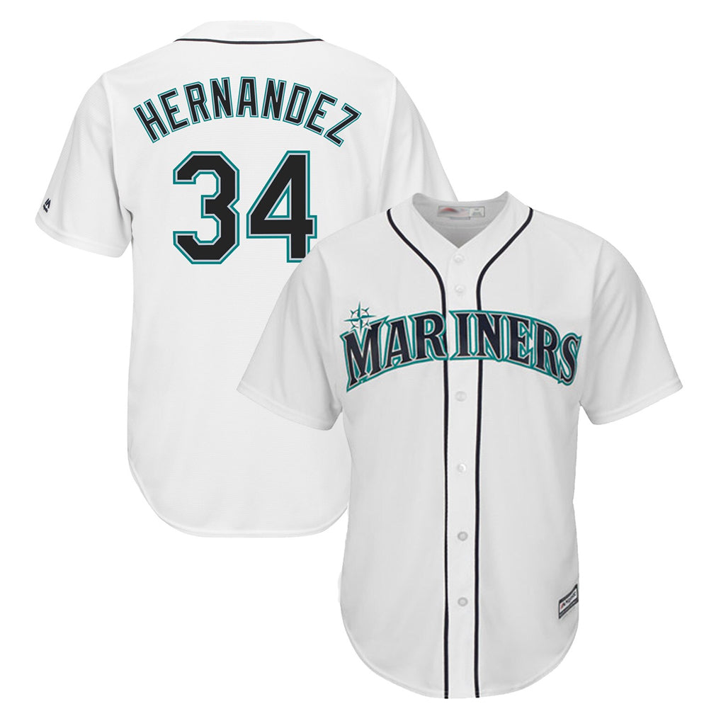 Elroe S.Mariners #34 Felix Hernandez Player White Majestic Home Cool Base Limited Stitched Jerseys