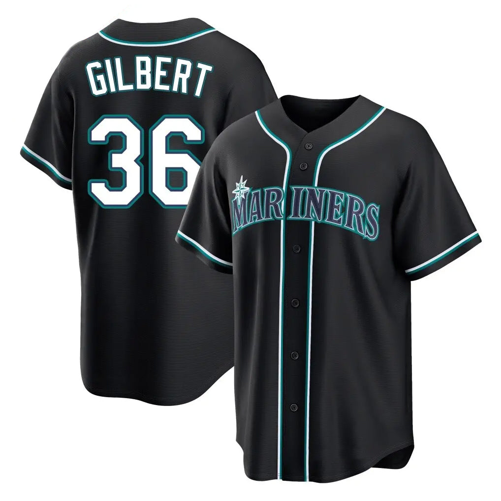 Elroe S.Mariners #36 Logan Gilbert Player Black Fashion Home Limited Stitched Jerseys