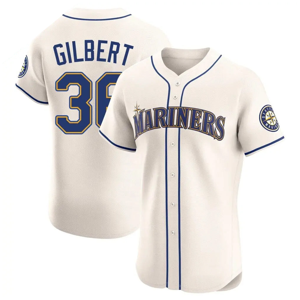Elroe S.Mariners #36 Logan Gilbert Player Cream Home Limited Elite Stitched Jerseys