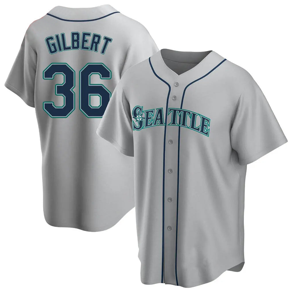 Elroe S.Mariners #36 Logan Gilbert Player Gray Home Game Stitched Jerseys