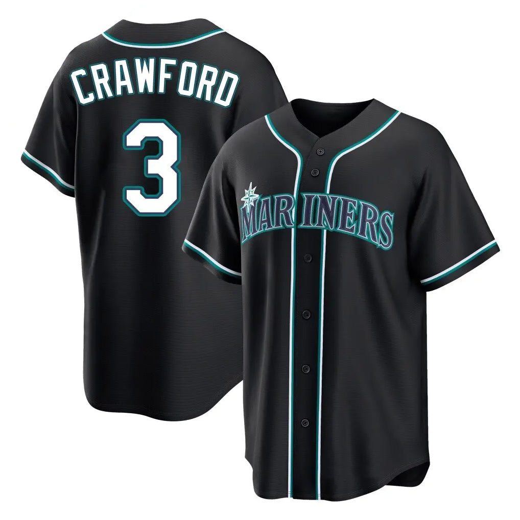 Elroe S.Mariners #3 J.P. Crawford Player Black Fashion Home Limited Stitched Jerseys