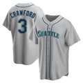 Elroe S.Mariners #3 J.P. Crawford Player Gray Home Game Stitched Jerseys