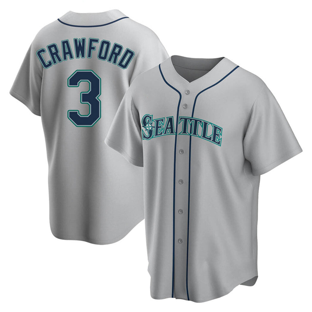 Elroe S.Mariners #3 J.P. Crawford Player Gray Home Game Stitched Jerseys