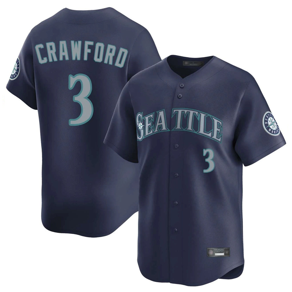 Elroe S.Mariners #3 J.P. Crawford Player Navy Home Limited Stitched Jerseys