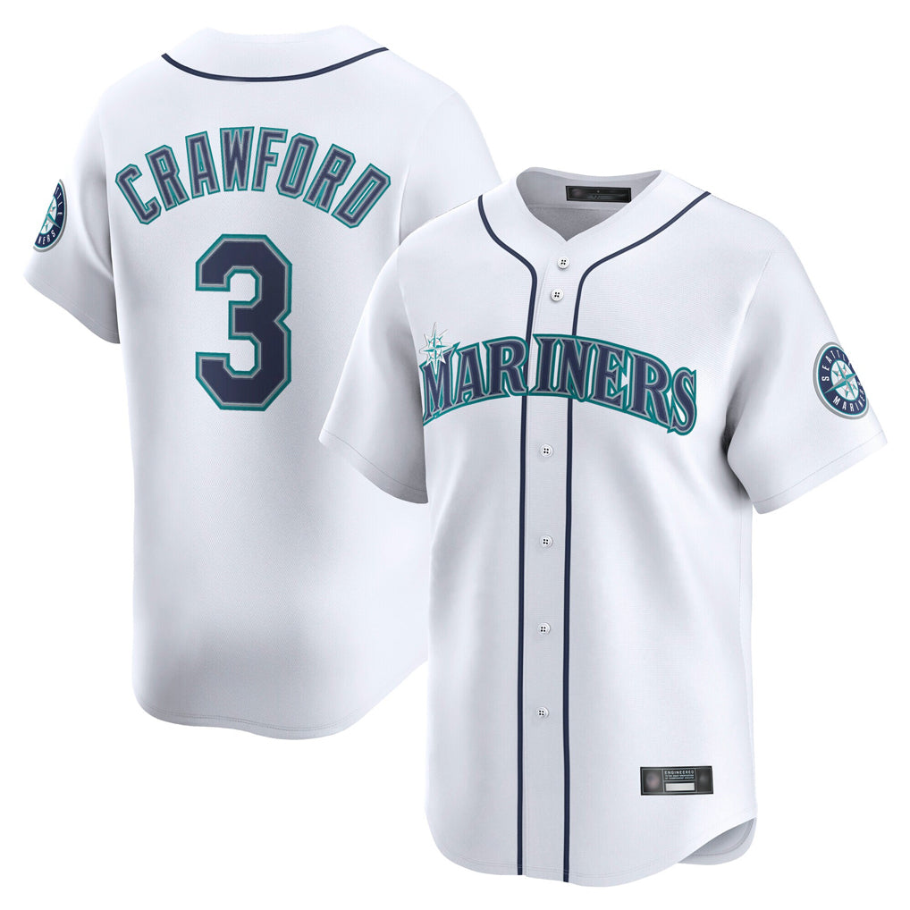 Elroe S.Mariners #3 J.P. Crawford Player White Home Limited Stitched Jerseys