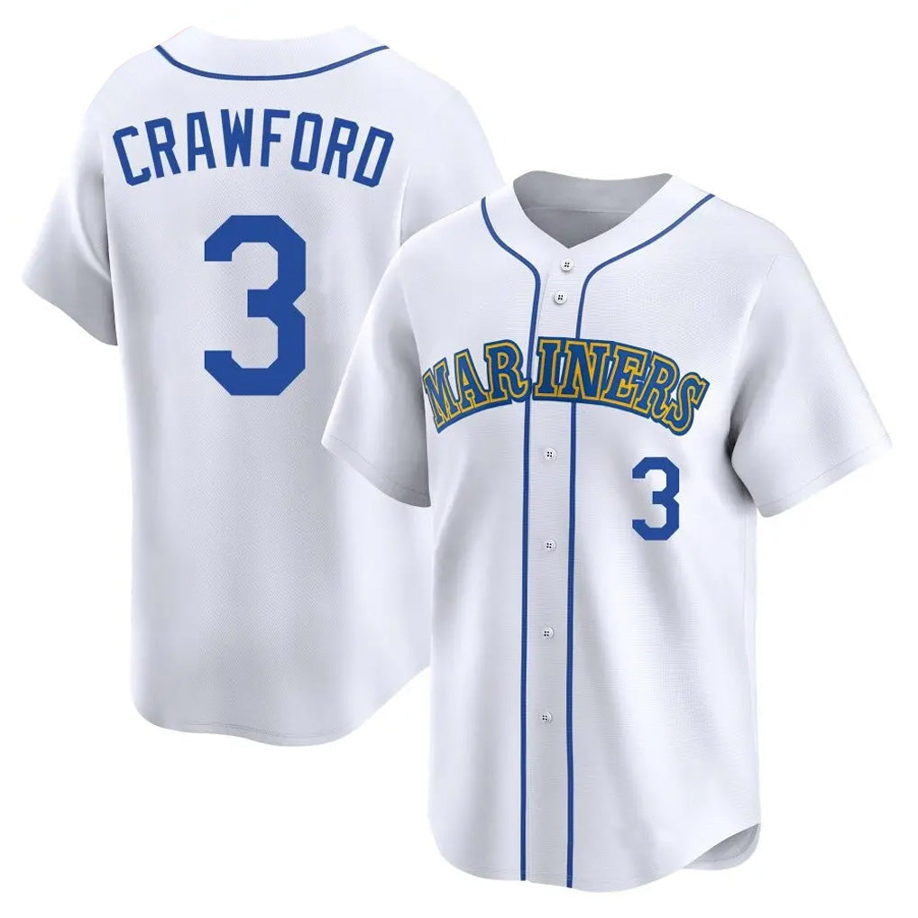 Elroe S.Mariners #3 J.P. Crawford Player White Pitch Fashion Game Stitched Jerseys