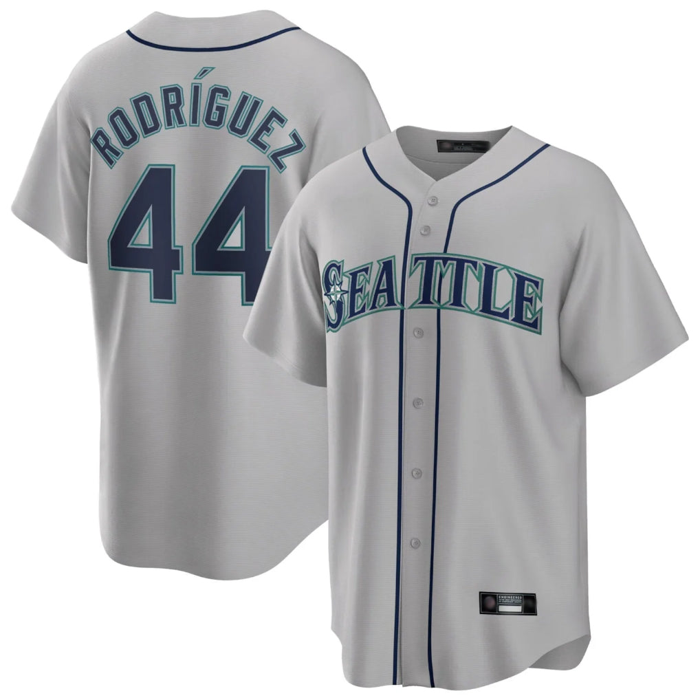 Elroe S.Mariners #44 Julio Rodriguez Player Gray Home Game Stitched Jerseys