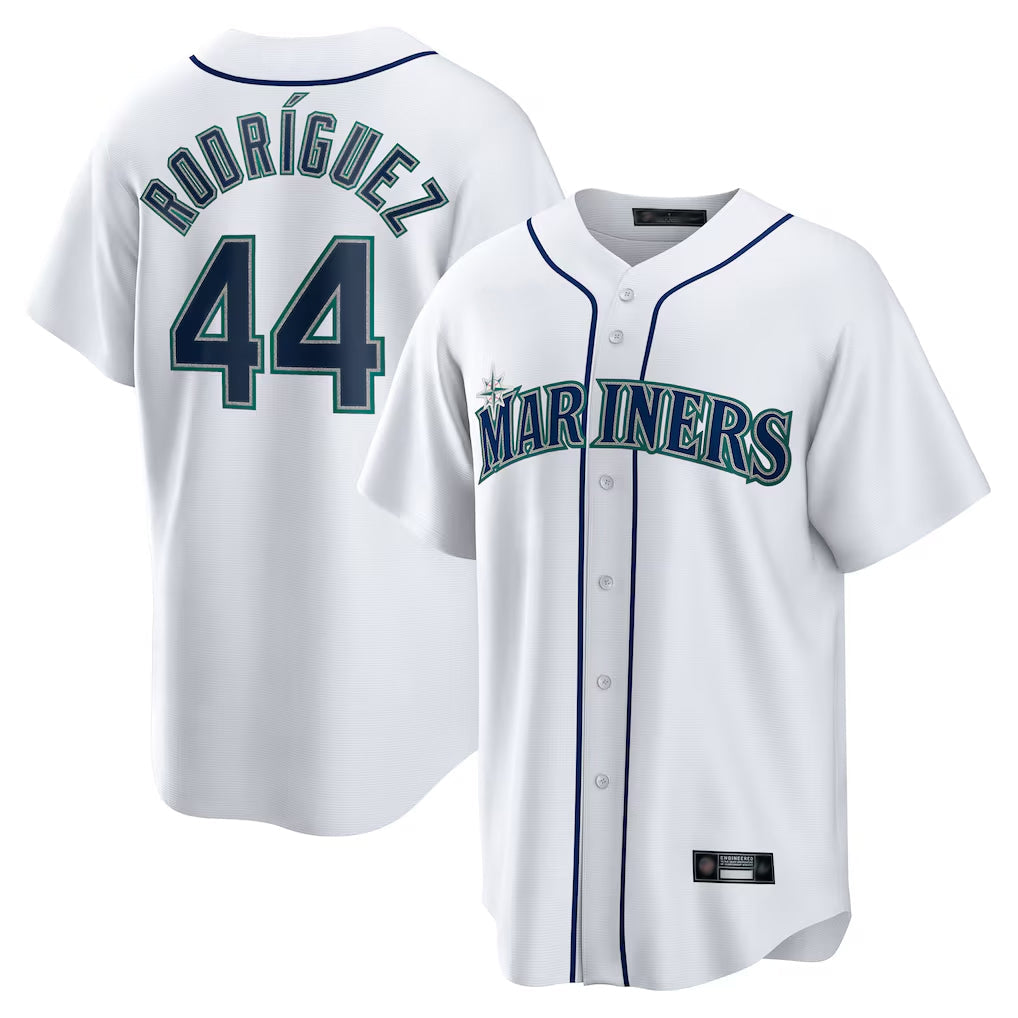 Elroe S.Mariners #44 Julio Rodriguez Player White Home Game Stitched Jerseys