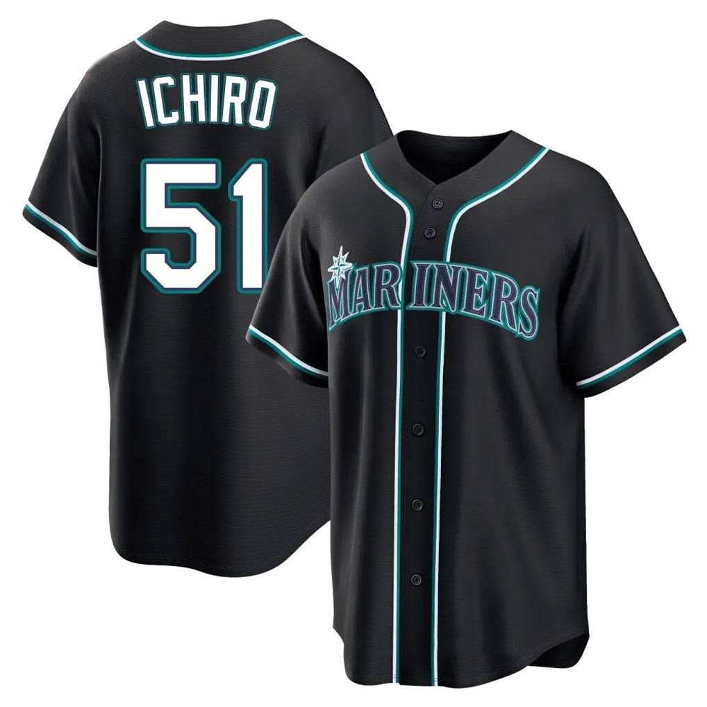 Elroe S.Mariners #51 Ichiro Suzuki Player Black Fashion Home Limited Stitched Jerseys