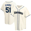 Elroe S.Mariners #51 Ichiro Suzuki Player Cream Home Game Stitched Jerseys