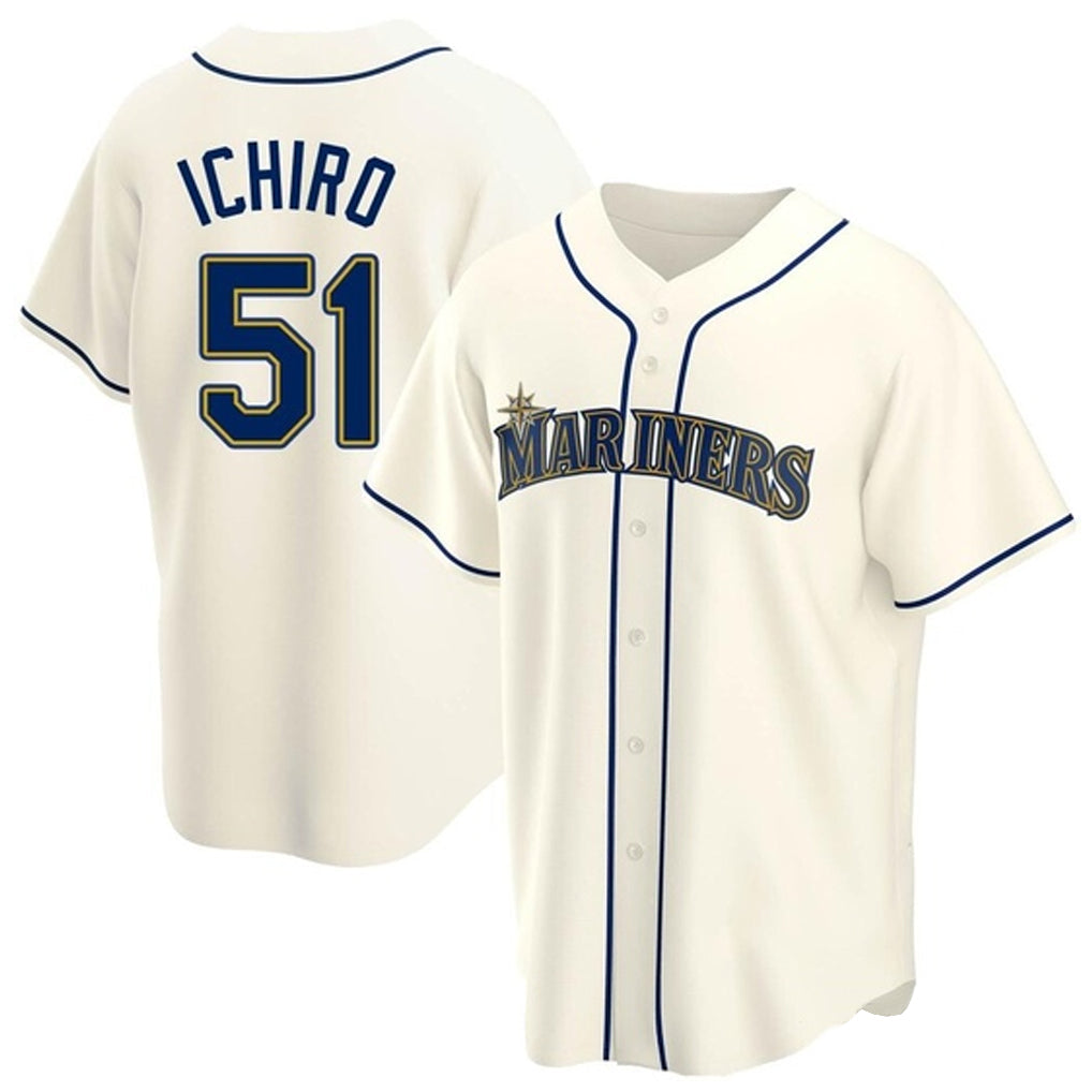 Elroe S.Mariners #51 Ichiro Suzuki Player Cream Home Game Stitched Jerseys
