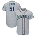Elroe S.Mariners #51 Ichiro Suzuki Player Gray Majestic Road Flex Base Collection Limited Stitched Jerseys